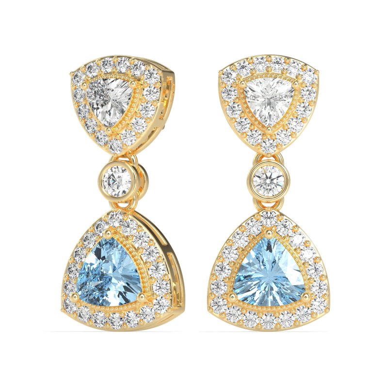 Trillion Halo Milgrain Earrings