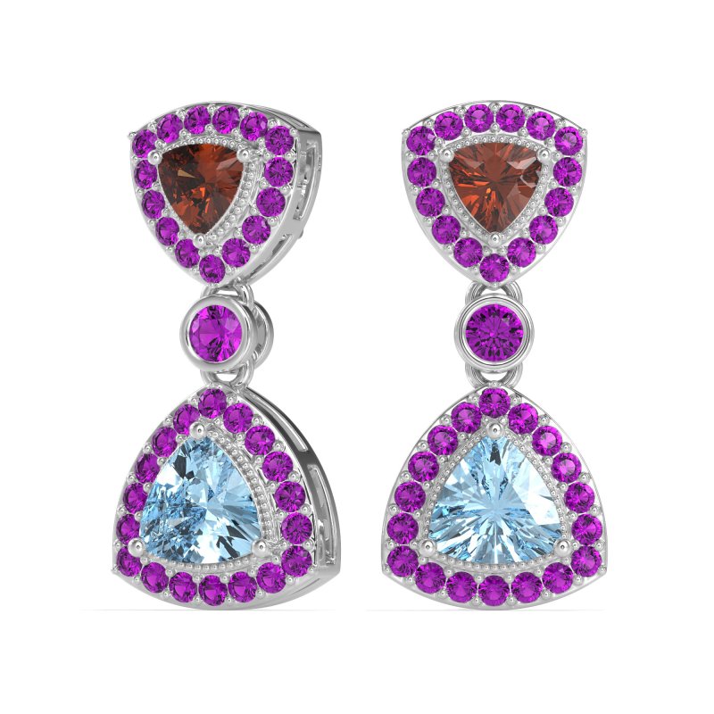 Trillion Halo Milgrain Earrings