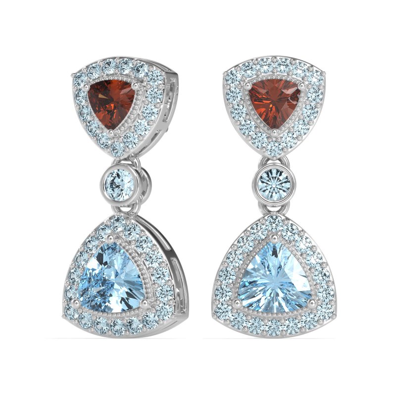 Trillion Halo Milgrain Earrings