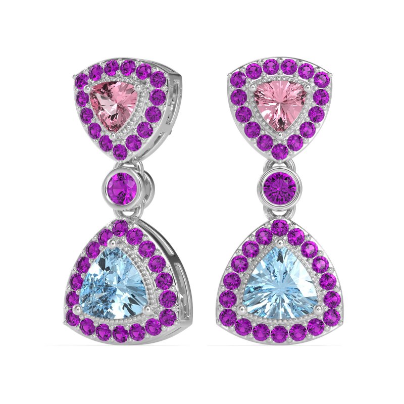 Trillion Halo Milgrain Earrings