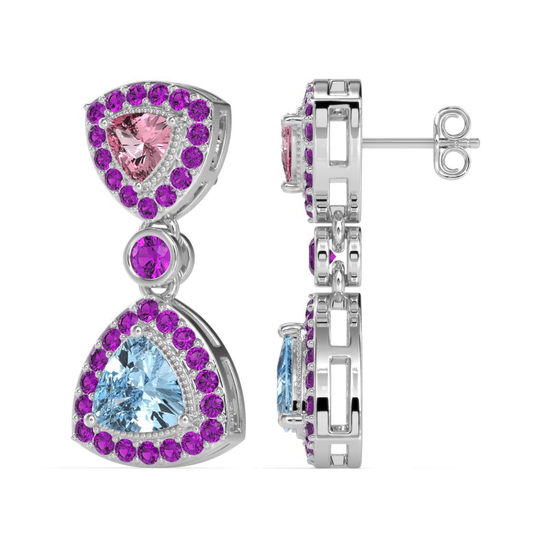 Trillion Halo Milgrain Earrings