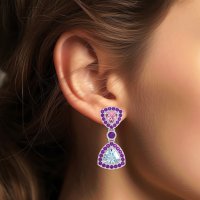 Trillion Halo Milgrain Earrings