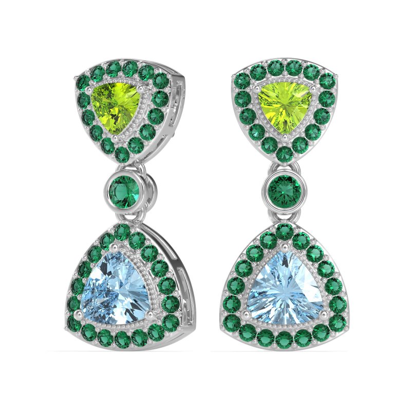 Trillion Halo Milgrain Earrings