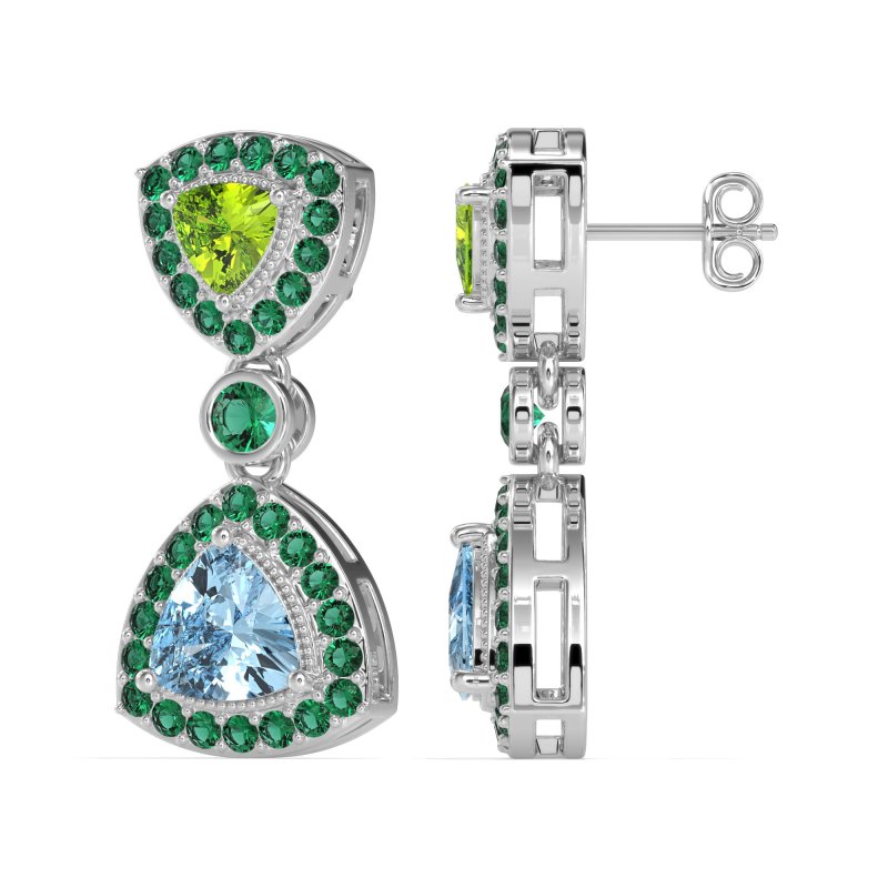 Trillion Halo Milgrain Earrings