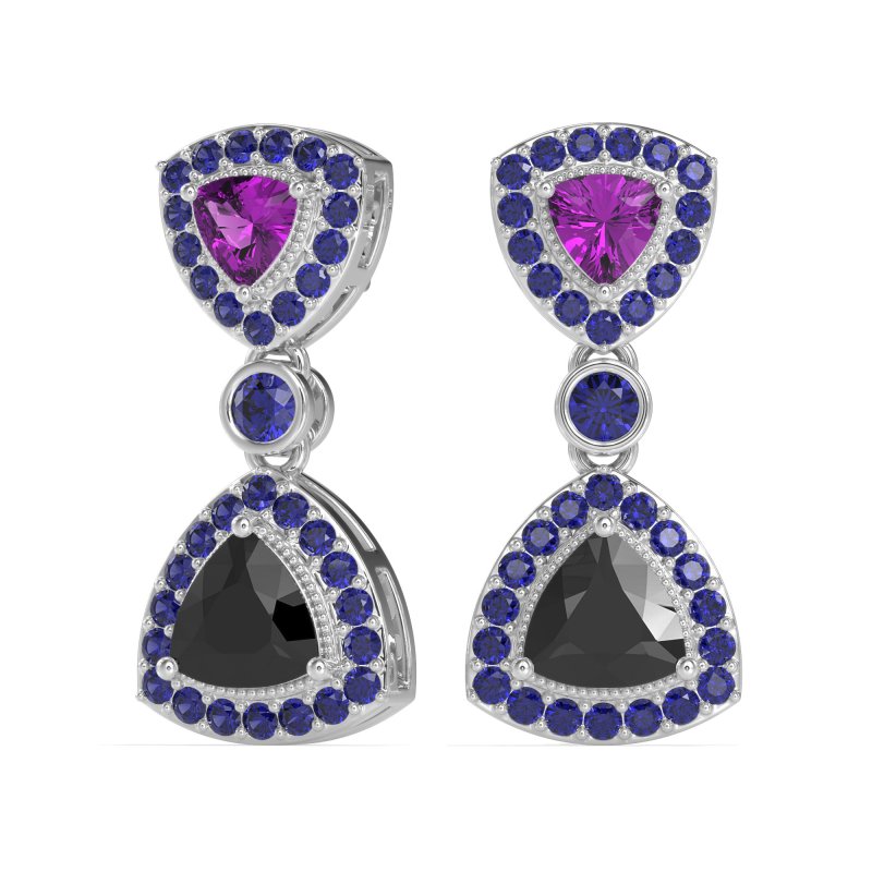 Trillion Halo Milgrain Earrings