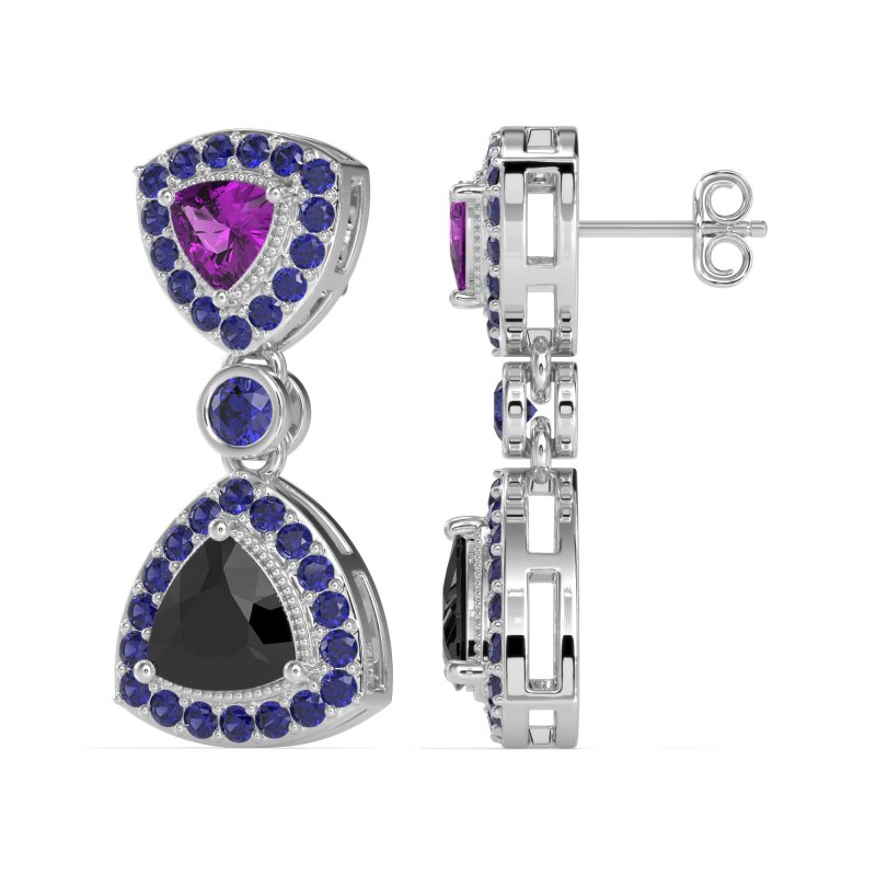 Trillion Halo Milgrain Earrings