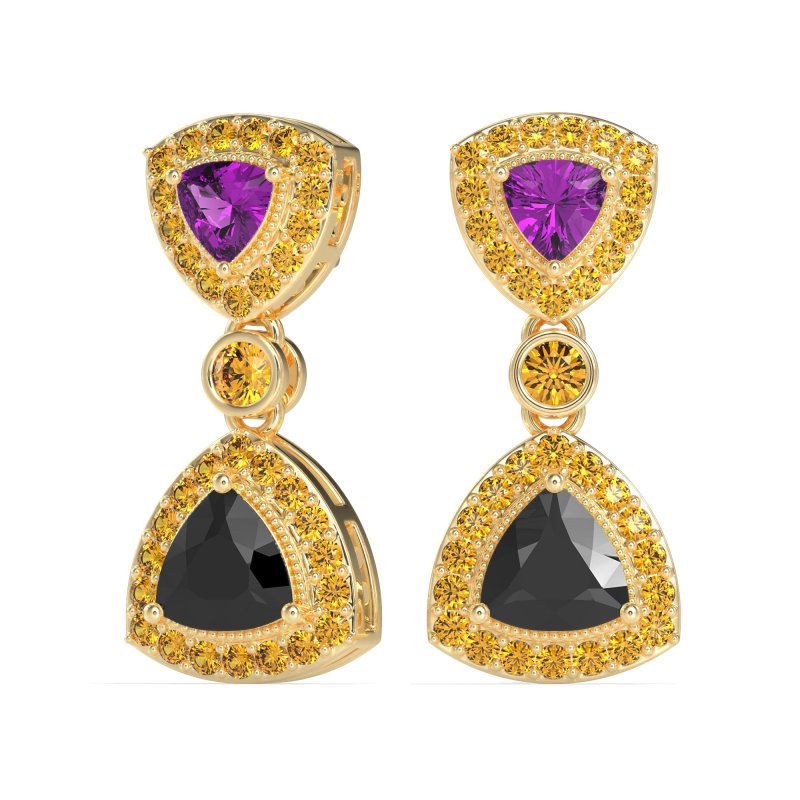 Trillion Halo Milgrain Earrings