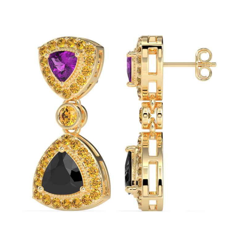 Trillion Halo Milgrain Earrings