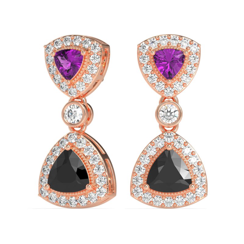 Trillion Halo Milgrain Earrings