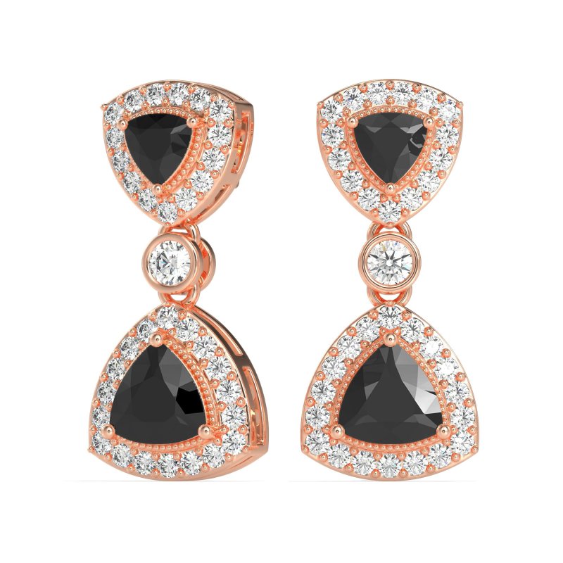 Trillion Halo Milgrain Earrings