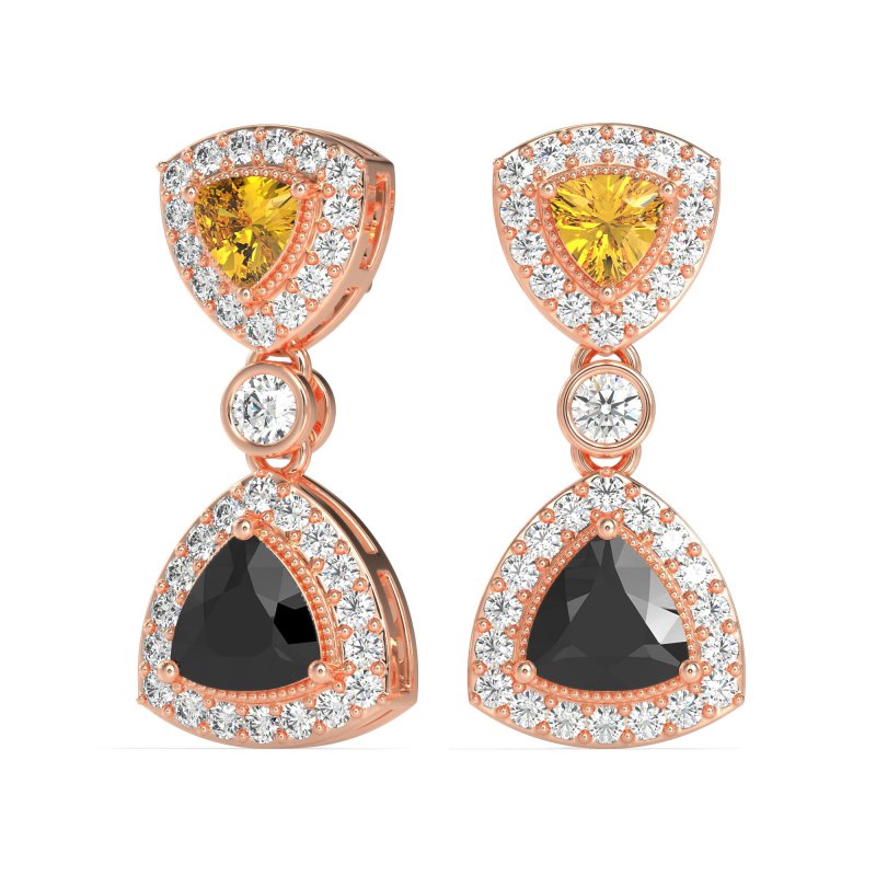 Trillion Halo Milgrain Earrings