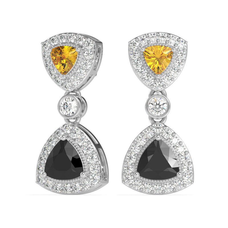 Trillion Halo Milgrain Earrings