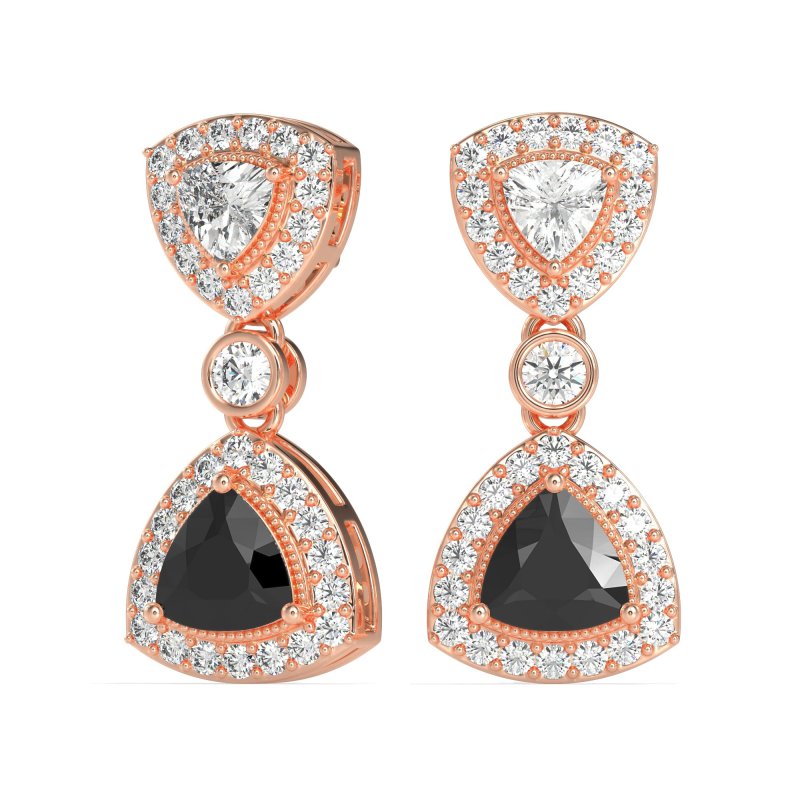 Trillion Halo Milgrain Earrings