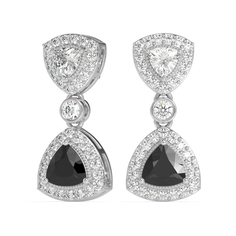 Trillion Halo Milgrain Earrings