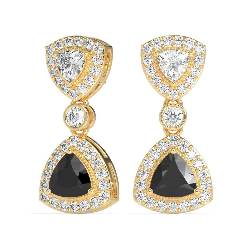 Trillion Halo Milgrain Earrings