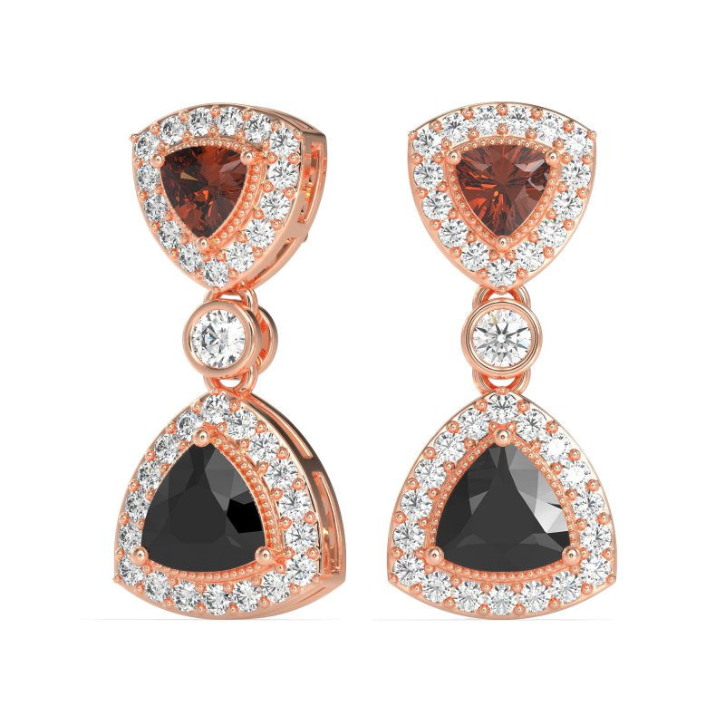 Trillion Halo Milgrain Earrings