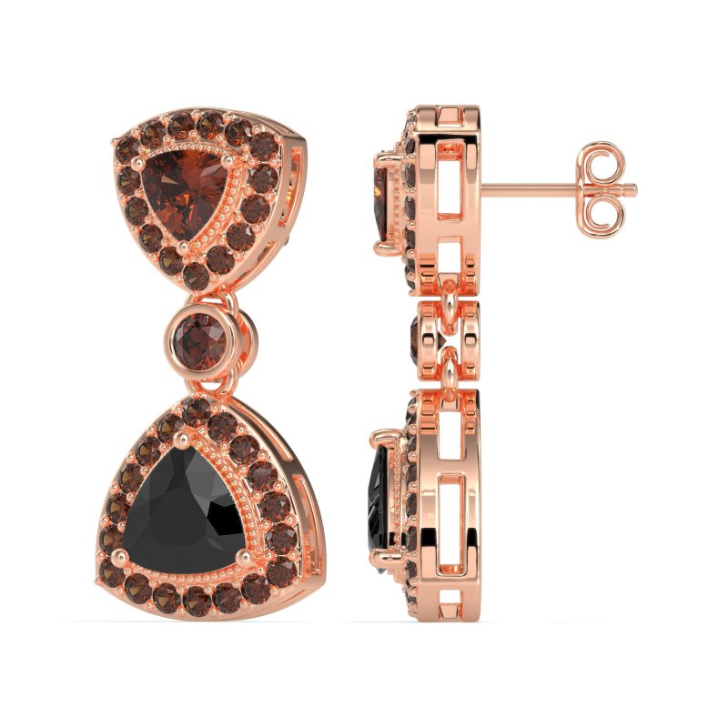Trillion Halo Milgrain Earrings