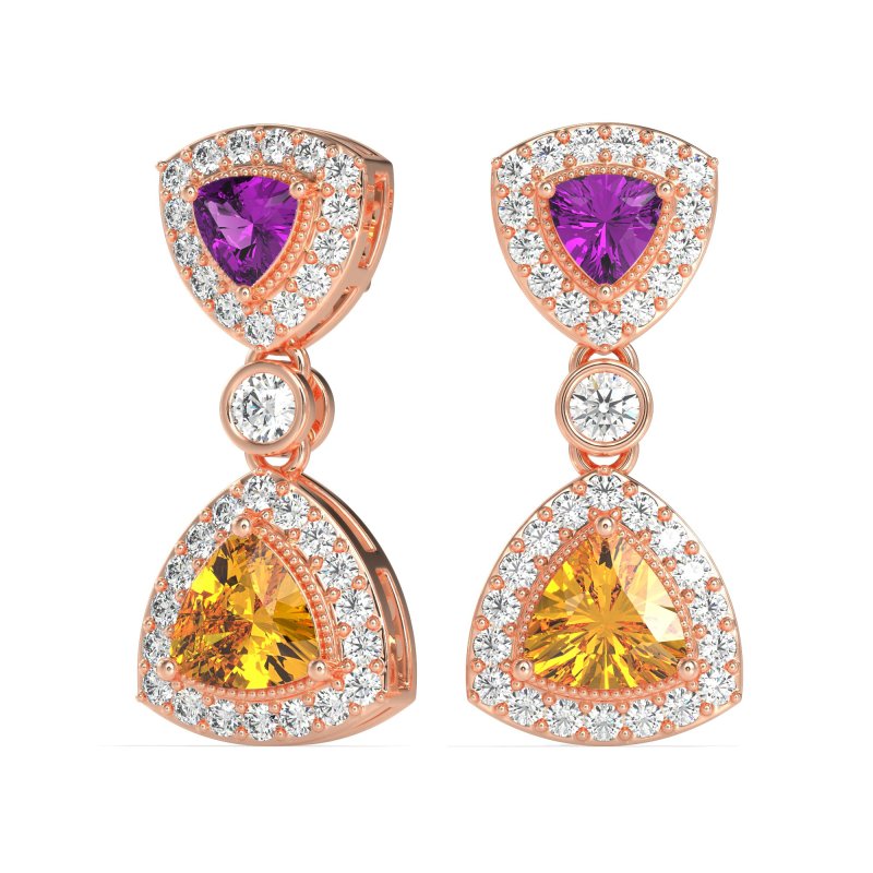 Trillion Halo Milgrain Earrings