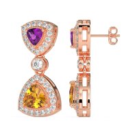 Trillion Halo Milgrain Earrings