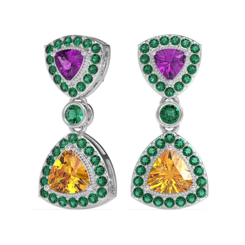 Trillion Halo Milgrain Earrings