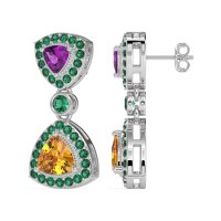 Trillion Halo Milgrain Earrings