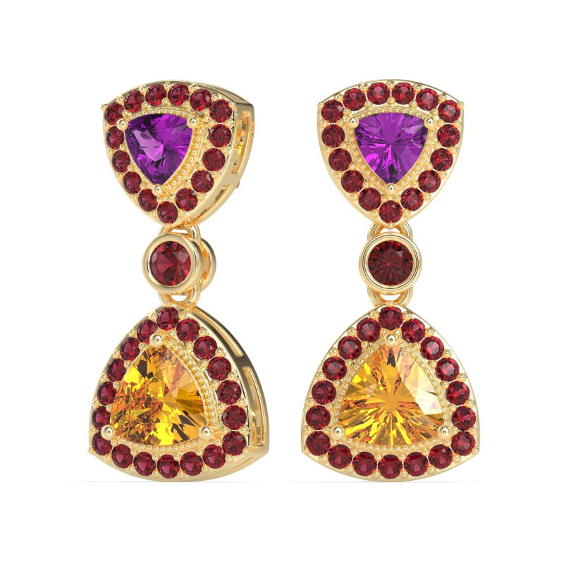 Trillion Halo Milgrain Earrings
