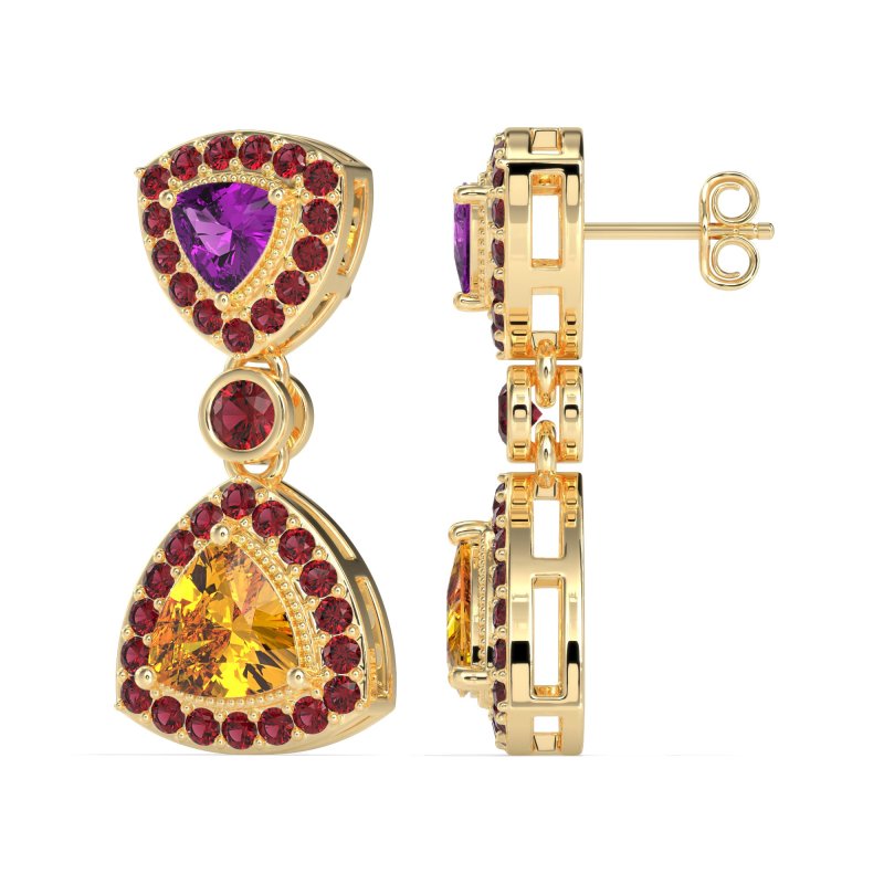 Trillion Halo Milgrain Earrings