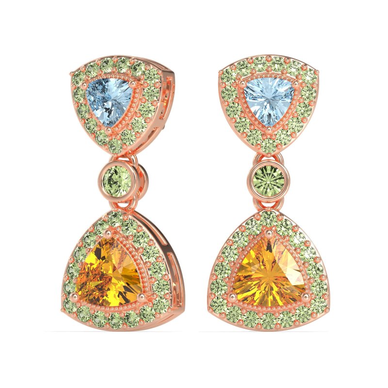Trillion Halo Milgrain Earrings