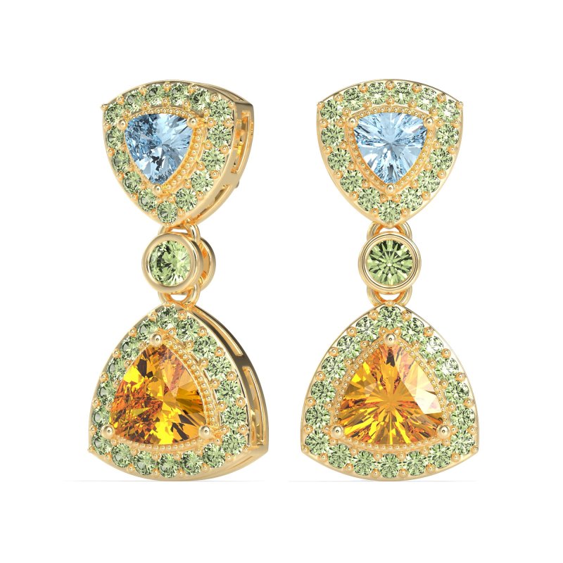 Trillion Halo Milgrain Earrings