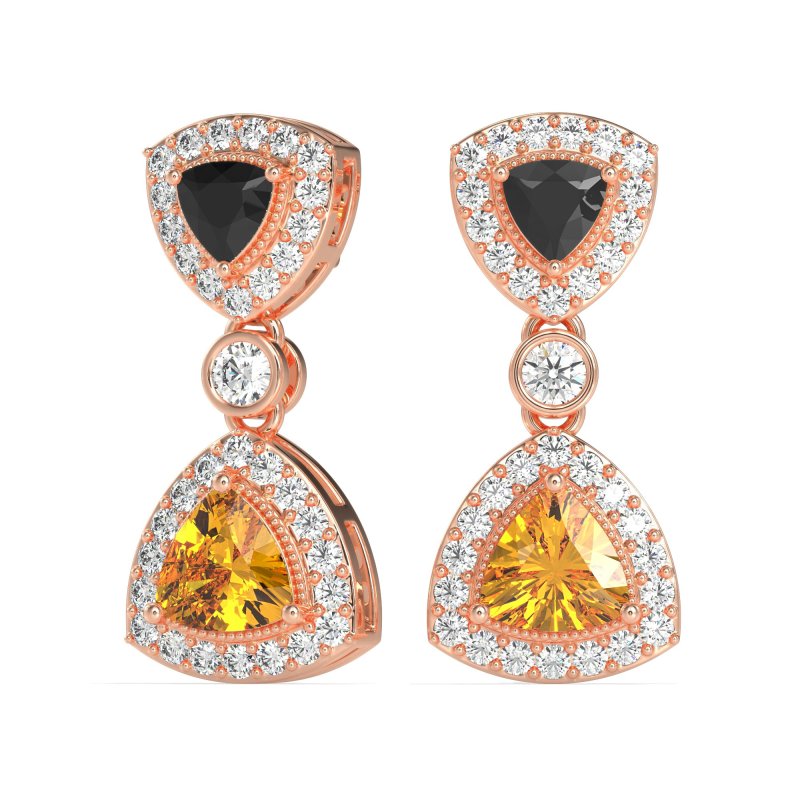 Trillion Halo Milgrain Earrings
