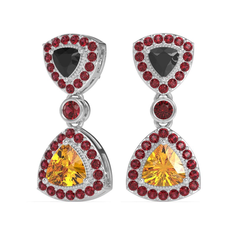Trillion Halo Milgrain Earrings