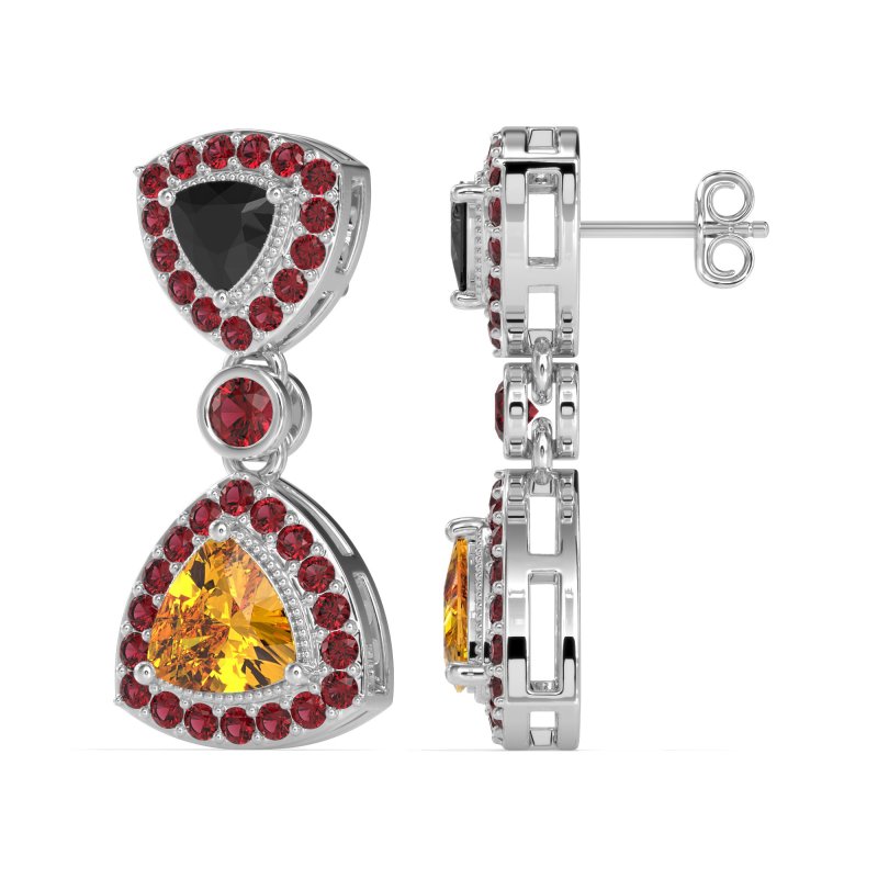 Trillion Halo Milgrain Earrings