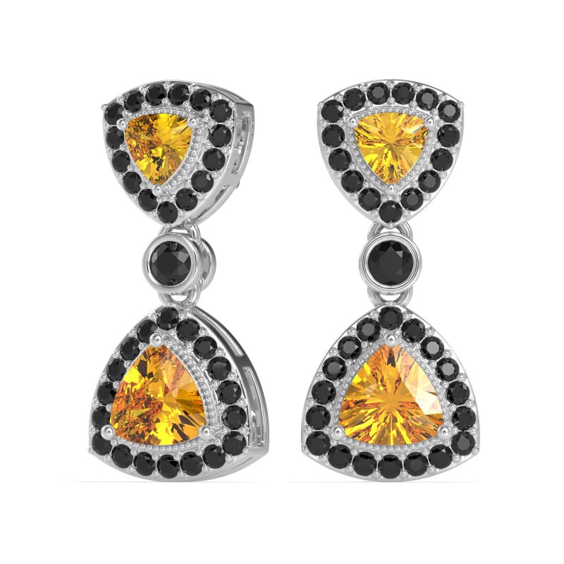 Trillion Halo Milgrain Earrings