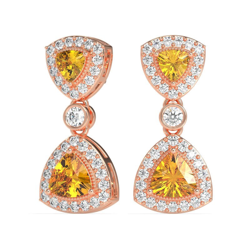 Trillion Halo Milgrain Earrings