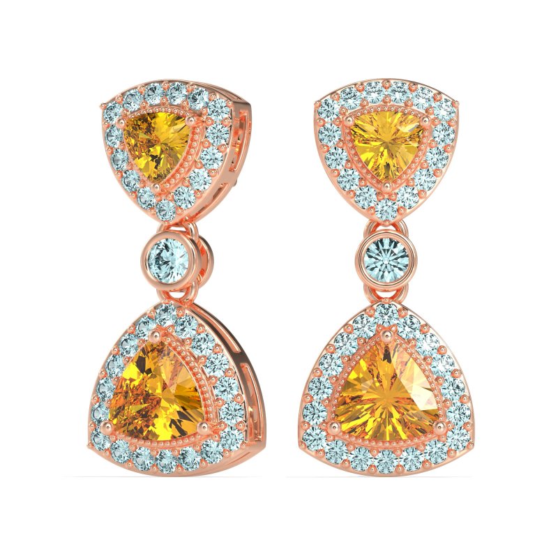 Trillion Halo Milgrain Earrings
