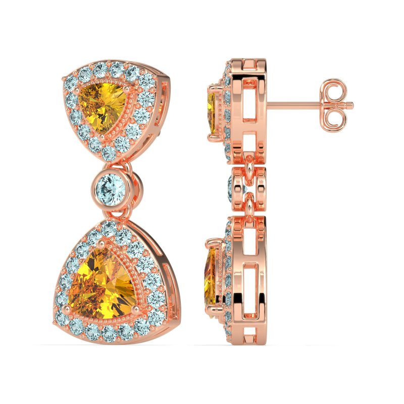 Trillion Halo Milgrain Earrings
