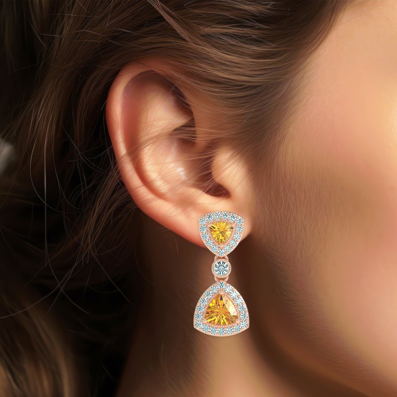 Trillion Halo Milgrain Earrings
