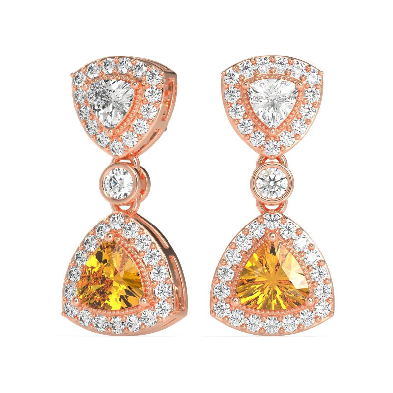 Trillion Halo Milgrain Earrings