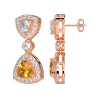 Trillion Halo Milgrain Earrings