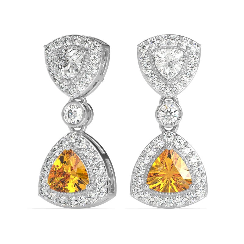 Trillion Halo Milgrain Earrings