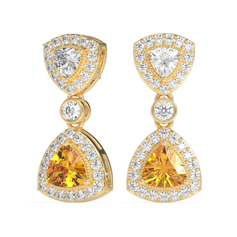 Trillion Halo Milgrain Earrings