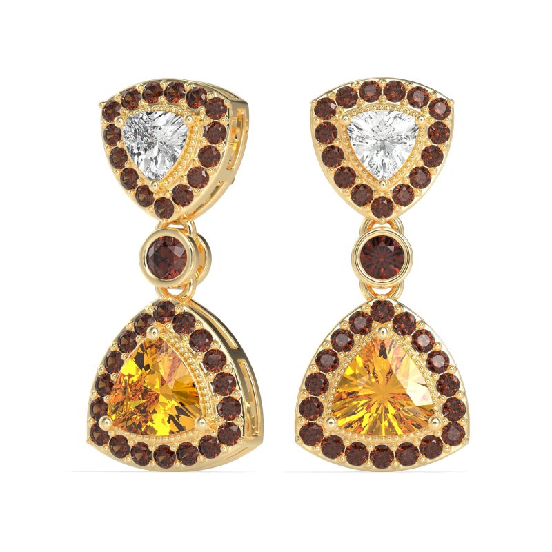Trillion Halo Milgrain Earrings