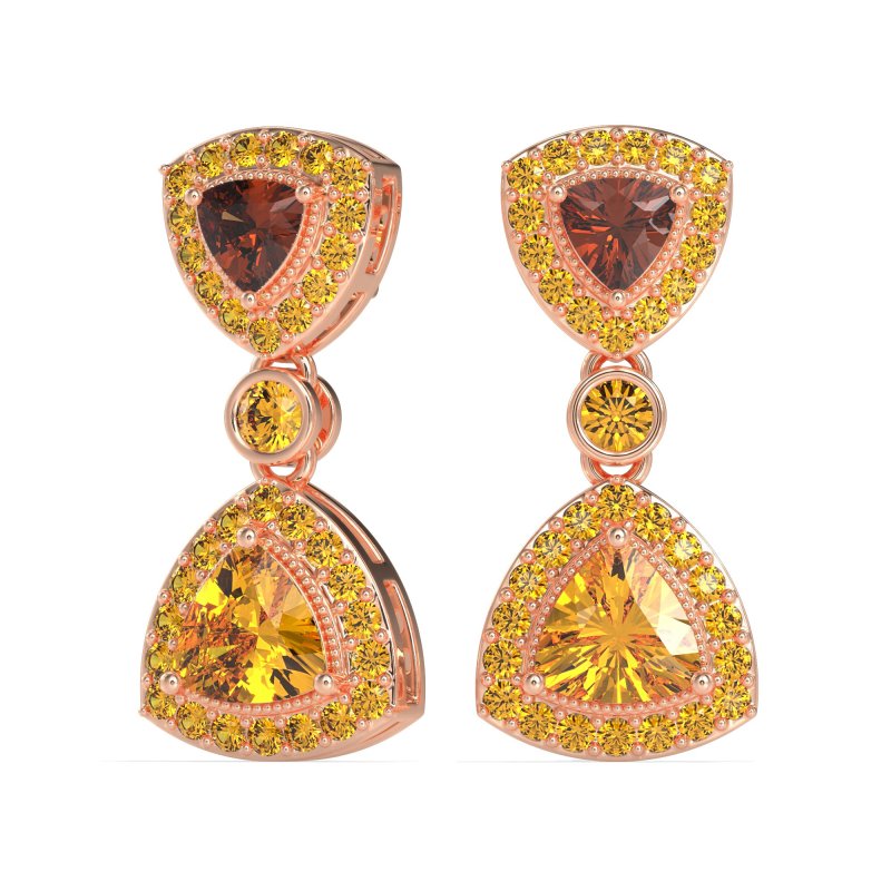 Trillion Halo Milgrain Earrings