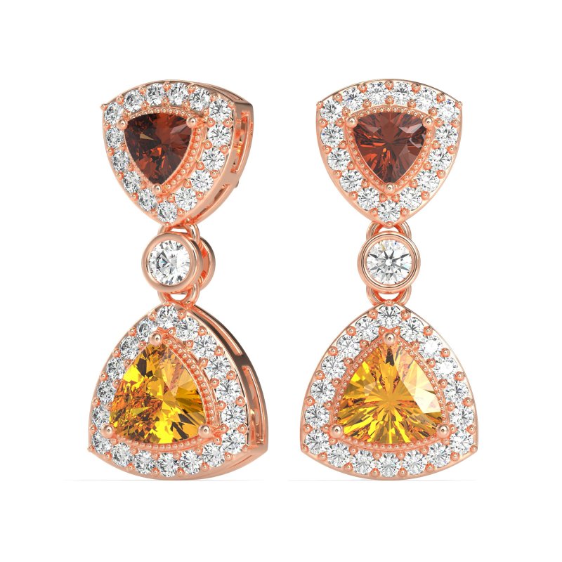 Trillion Halo Milgrain Earrings