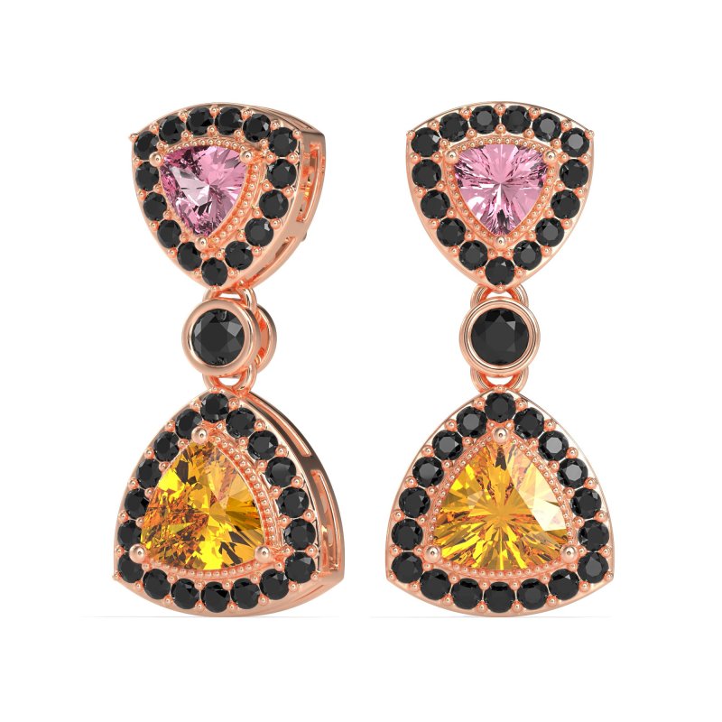 Trillion Halo Milgrain Earrings