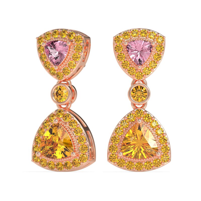 Trillion Halo Milgrain Earrings