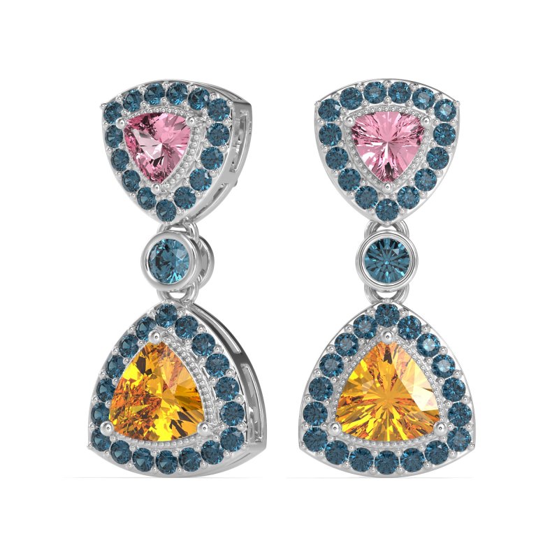 Trillion Halo Milgrain Earrings