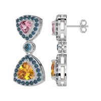 Trillion Halo Milgrain Earrings