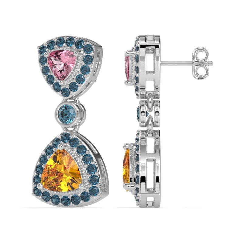 Trillion Halo Milgrain Earrings