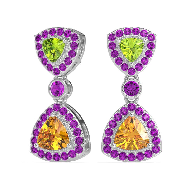 Trillion Halo Milgrain Earrings